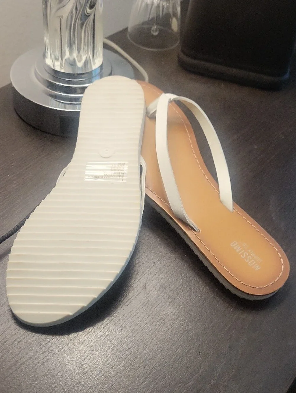 Mossimo Supply Co. White Strap Tan Footbed Flip Flop Sandals